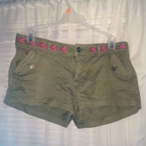 Green Cargo Hollister Shorts w/ Pink Accents