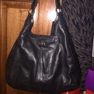 Black Coach Shoulder Purse w/Purple Lining&Pockets