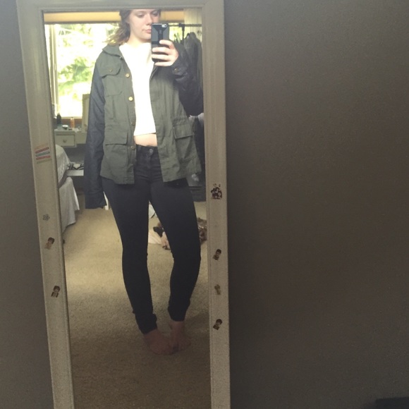 Green and black utility jacket