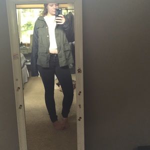 Green and black utility jacket