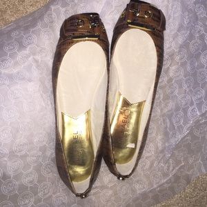 Michael Kors brown/Black/gold Calder Ballet Flats