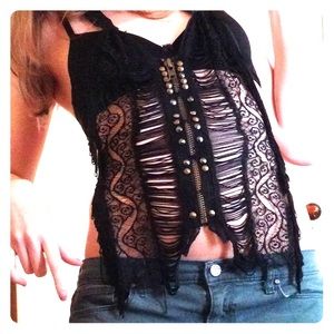 Free People lace, fringed, studded harness