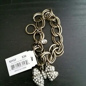 Vintage gold bracelet with rhinestone bow