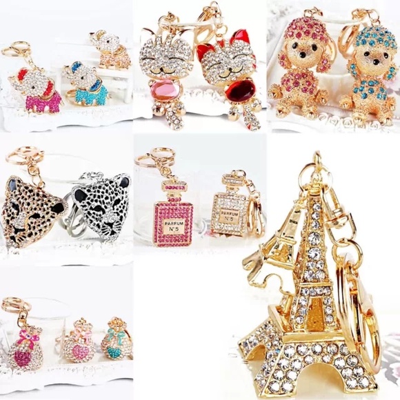 Rhinestone crystal keyring charms
