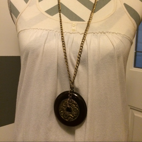 Jewelry - Large Gold and Burgundy Statement Necklace