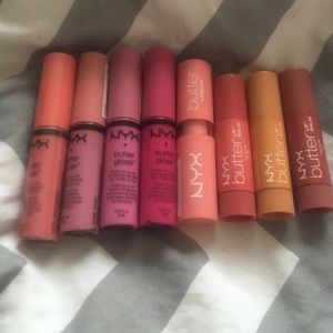 4 nyx buttergloss,1 nyx butterlipstick 3 butter lb