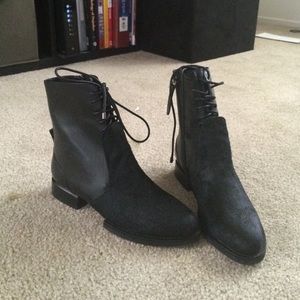 Calf hair black boots, never worn