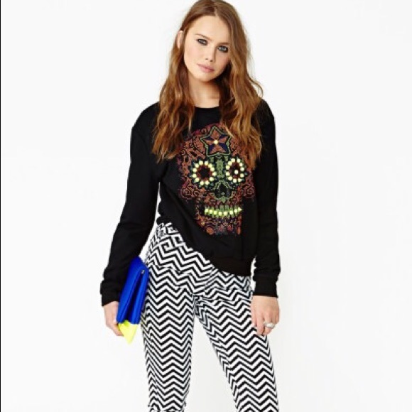Small nastygal skull sweatshirt new without tags