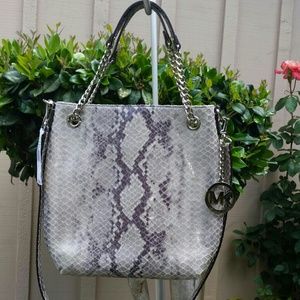 Authentic, new Michael Kors python grey purse