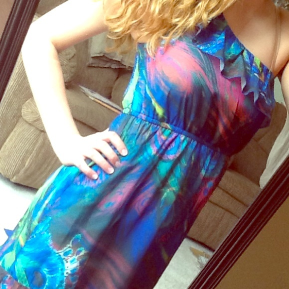 Beautiful peacock colored summer dress