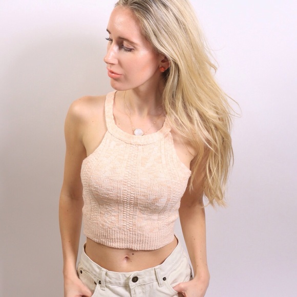 SOLD OUT Peach Knit Crop Top - Picture 2 of 4
