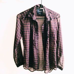 100% polyester American Eagle long sleeve plaid
