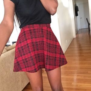 Red & Black Plaid Mini Skirt