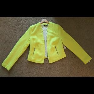 Neon yellow tweed jacket!!