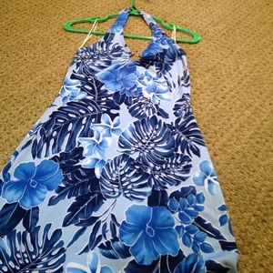 Floral blue fitted dress