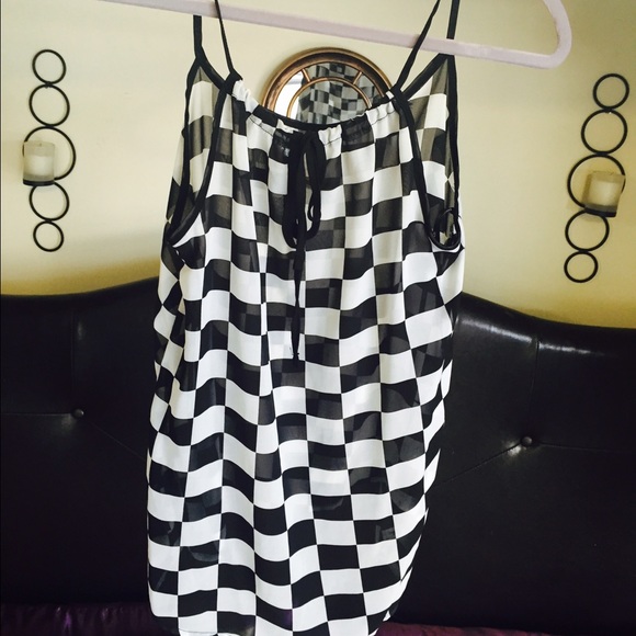 Sheer Checkered Top
