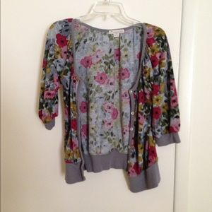 Flower printed cardigan