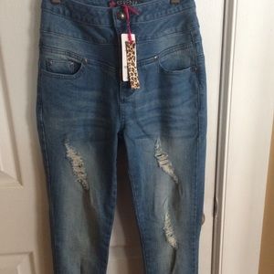 Brand new BEBE high wasted ripped jeans