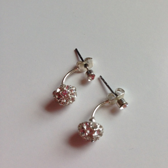 Trendy silver ear jackets with rhinestones