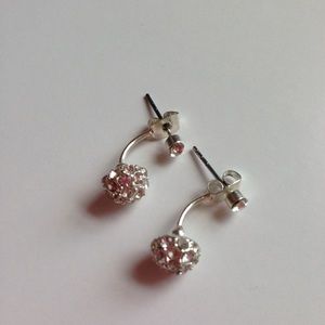 Trendy silver ear jackets with rhinestones
