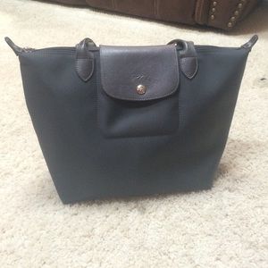 Longchamp small charcoal blue bag