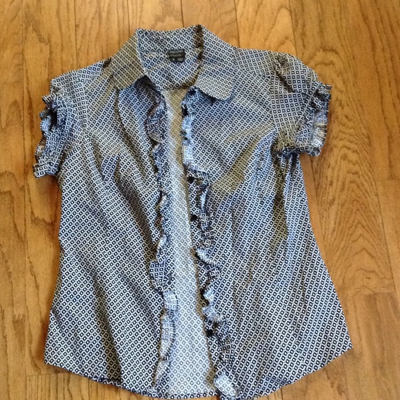 White shirt with dark blue diamond design