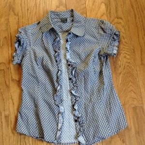 White shirt with dark blue diamond design