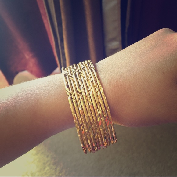 10 24ct gold plated bangles SOLD