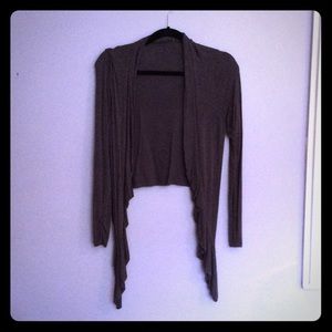Hi-Lo Draped open front sweater.
