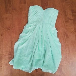 Mint chiffon strapless dress