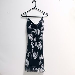 Black and white floral print dress