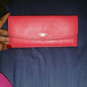 COACH  leather coral color wallet