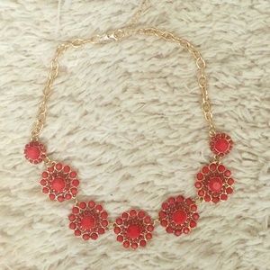 Red circle statement necklace