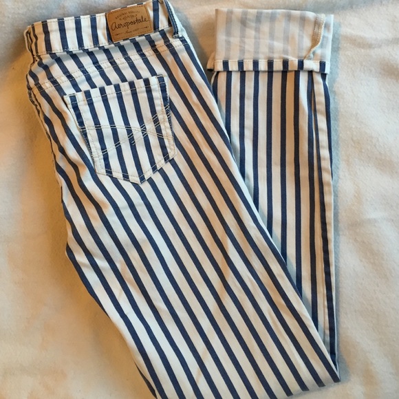 White/Denim striped Skinny Jean