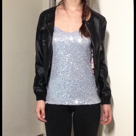 Express Silver Sparkling Top