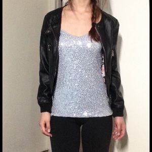 Express Silver Sparkling Top
