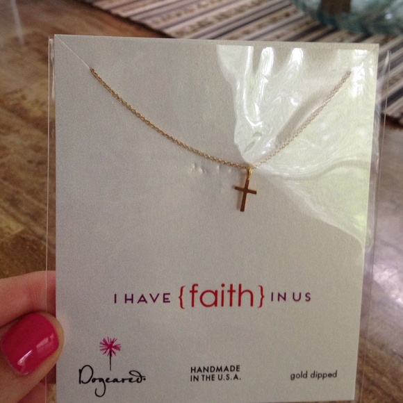 Dogeared gold dipped necklace with cross charm
