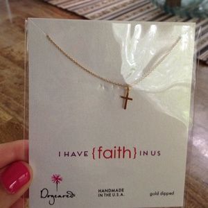 Dogeared gold dipped necklace with cross charm