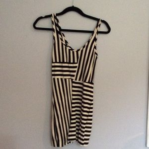 White and black striped bodycon dress