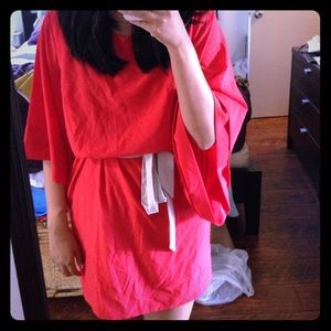 Red kimono style mini dress