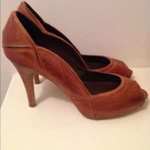 Tan leather high heels