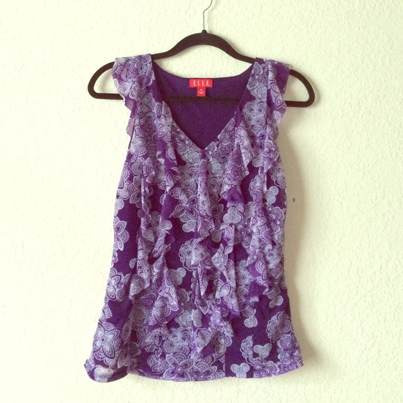 Purple/Blue No Sleeve Ruffled Top