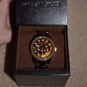 Michael Kors tortoise and gold watch