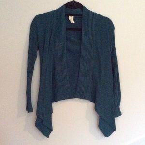 Turquoise open front sweater