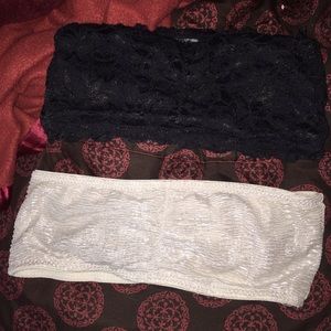 Silver sparkle bandeau and black lace bandeau