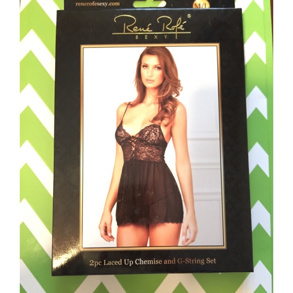 2pc Laced Up Chemise & G-String Set Lingerie