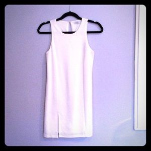 White shift dress with slit