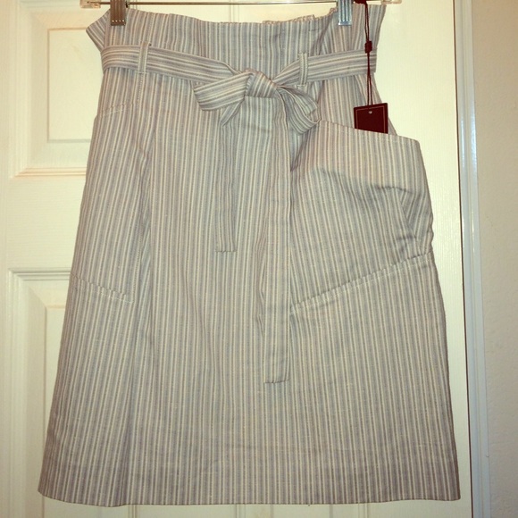 BCBG MaxAzria Sanja Paper Bag Skirt Blue & White