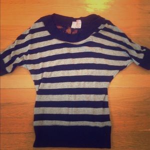 Black and Grey Striped Sweater Tee