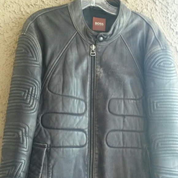 Men's Hugo Boss biker leather jacket!